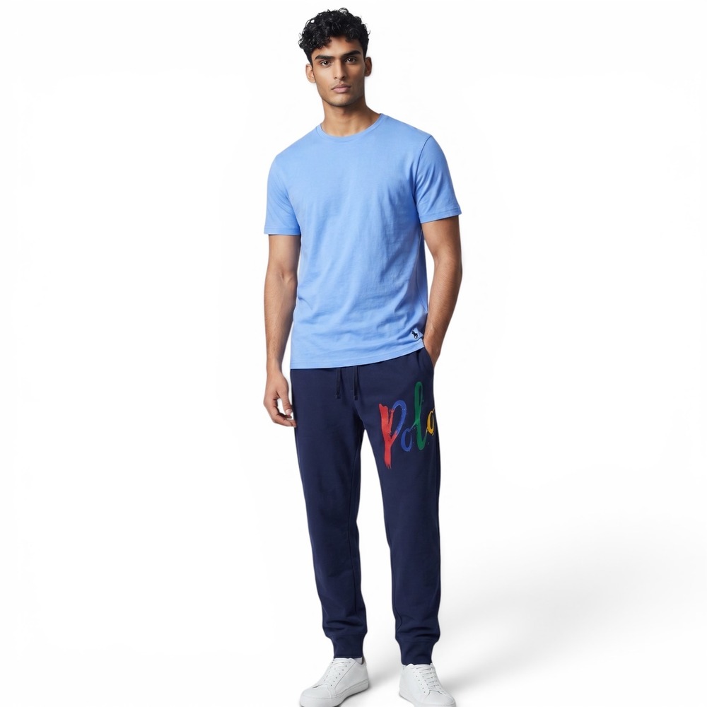 Polo Ralph Lauren Mens 2-Piece Pajama Set Blue Tee Navy Joggers Size Medium M